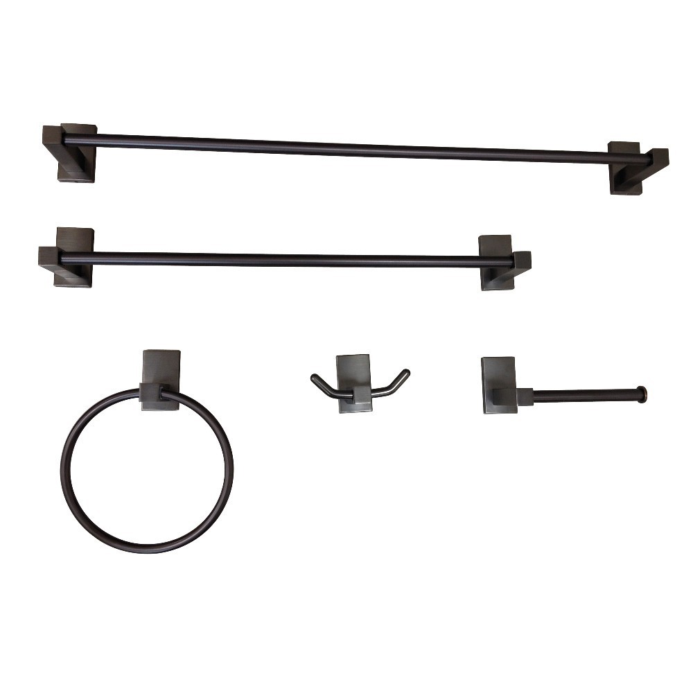 Kingston Brass Continental 5-Piece Bathroom Accessory Set, Oil Rubbed Bronze Kingston Brass Continental 5-Piece Bathroom Accessory Set, Oil Rubbed Bronze