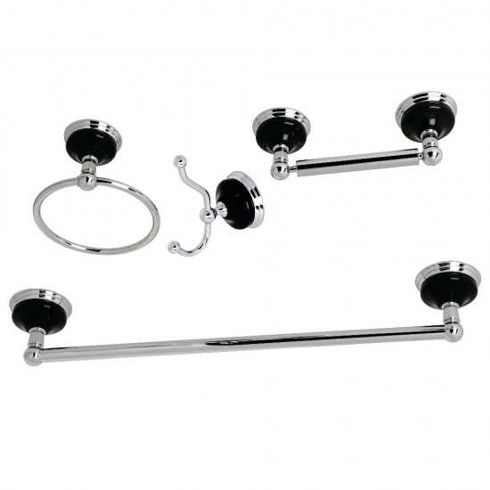 Kingston Brass Water Onyx 4-Piece Bathroom Accessory Set, Polished Chrome