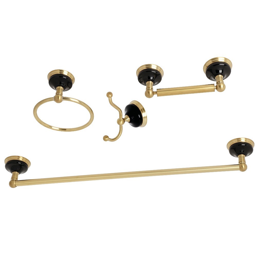 Kingston Brass Water Onyx 4-Piece Bathroom Accessory Set, Brushed Brass