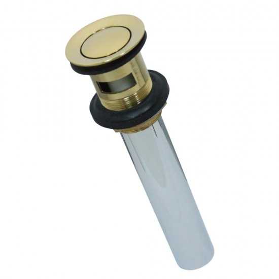 Kingston Brass Push Pop-Up Drain with Overflow, 22 Gauge, Polished Brass