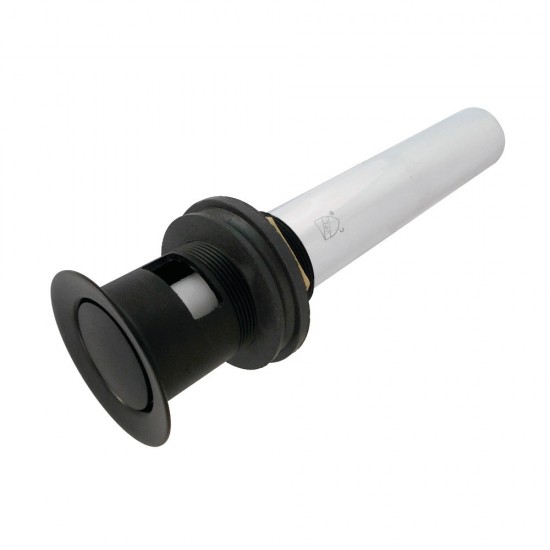 Kingston Brass Push Pop-Up Drain with Overflow, 22 Gauge, Matte Black