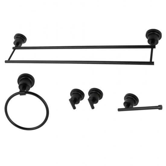 Kingston Brass Concord 5-Piece Bathroom Accessory Sets, Matte Black