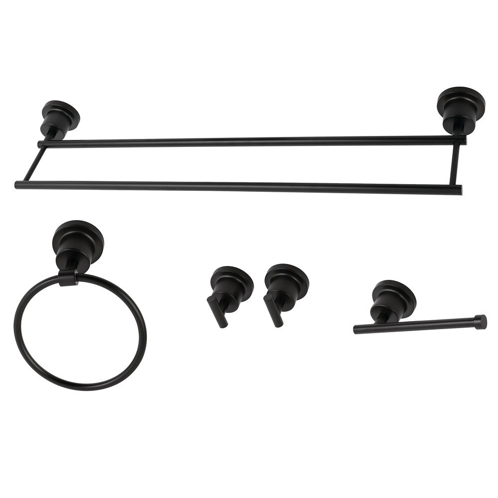 Kingston Brass Concord 5-Piece Bathroom Accessory Sets, Matte Black Kingston Brass Concord 5-Piece Bathroom Accessory Sets, Matte Black