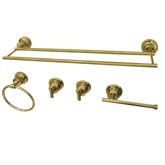 Kingston Brass Concord 5-Piece Bathroom Accessory Sets, Polished Brass