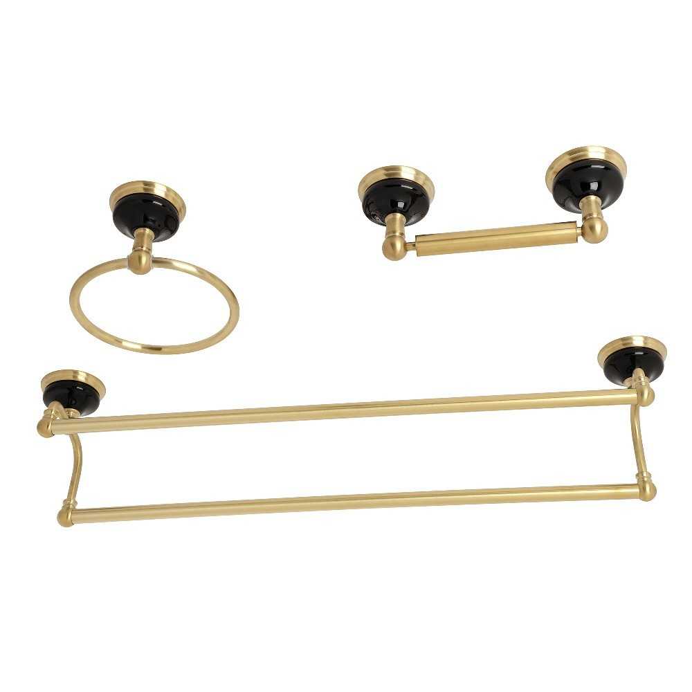 Kingston Brass Water Onyx 3-Piece Bathroom Accessory Set, Brushed Brass Kingston Brass Water Onyx 3-Piece Bathroom Accessory Set, Brushed Brass