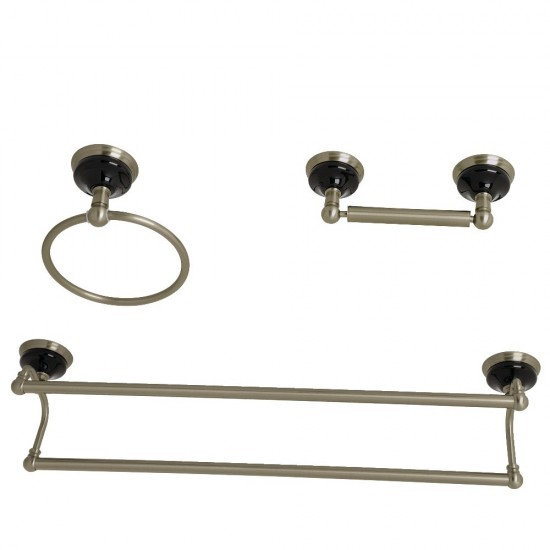 Kingston Brass Water Onyx 3-Piece Bathroom Accessory Set, Brushed Nickel