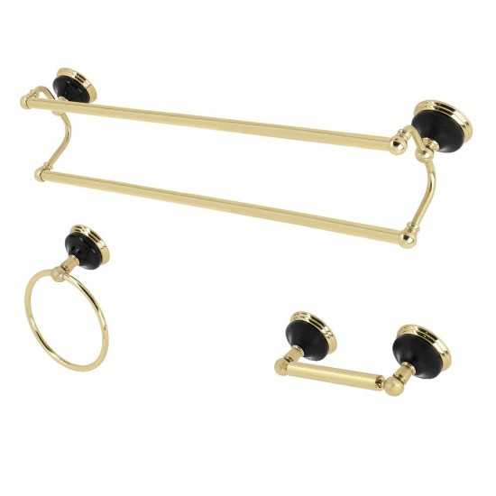 Kingston Brass Water Onyx 3-Piece Bathroom Accessory Set, Polished Brass