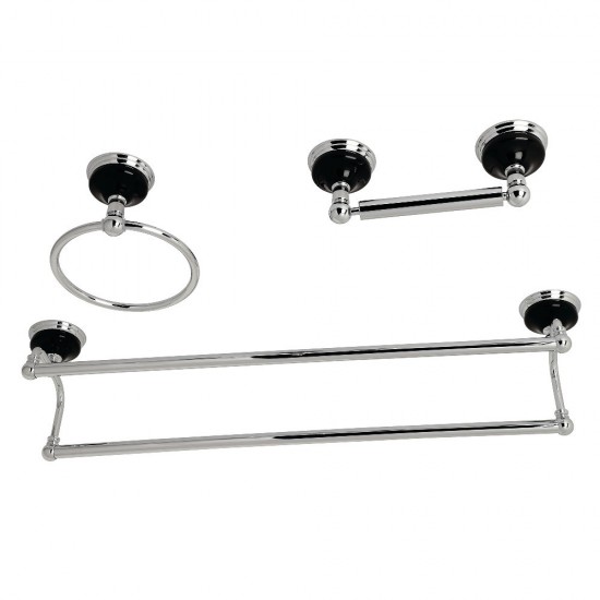 Kingston Brass Water Onyx 3-Piece Bathroom Accessory Set, Polished Chrome