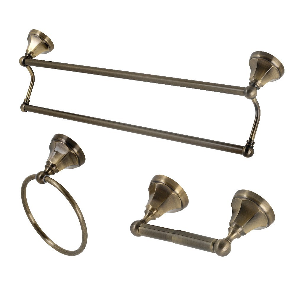Kingston Brass Metropolitan 3-Piece Towel Bar Accessory Set, Antique Brass Kingston Brass Metropolitan 3-Piece Towel Bar Accessory Set, Antique Brass