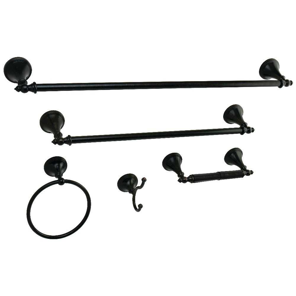 Kingston Brass Naples 5-Piece Bathroom Accessory Set, Oil Rubbed Bronze Kingston Brass Naples 5-Piece Bathroom Accessory Set, Oil Rubbed Bronze