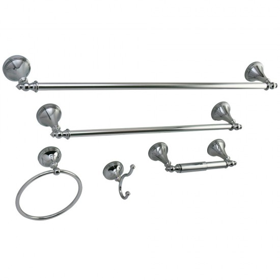 Kingston Brass Naples 5-Piece Bathroom Accessory Set, Polished Chrome