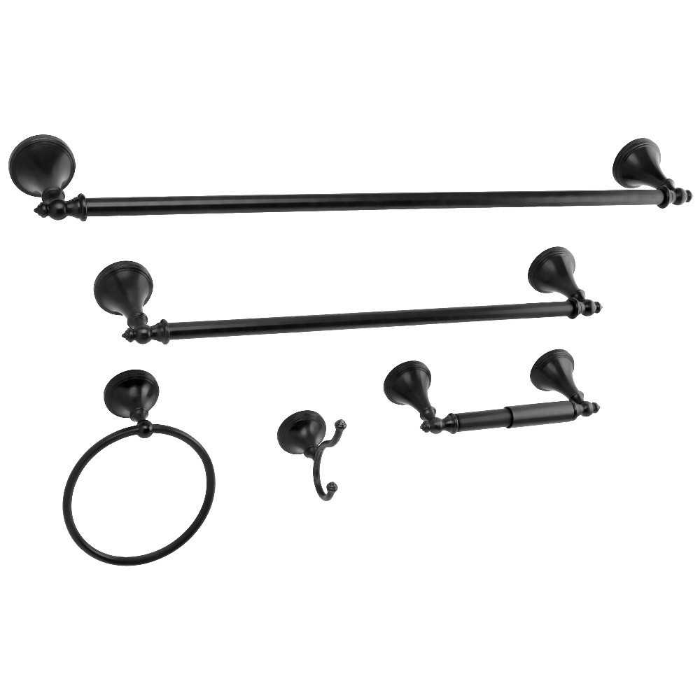 Kingston Brass Naples 5-Piece Bathroom Accessory Set, Black Kingston Brass Naples 5-Piece Bathroom Accessory Set, Black
