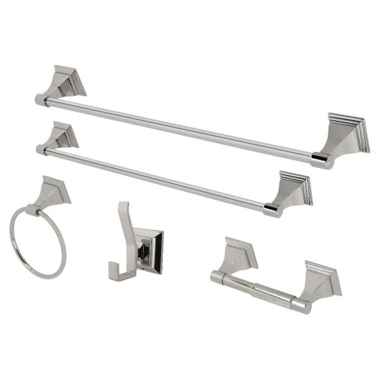 Kingston Brass Monarch 5-Piece Bathroom Accessory Set, Polished Nickel