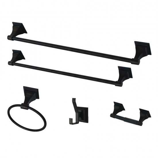 Kingston Brass Monarch 5-Piece Bathroom Accessory Set, Black