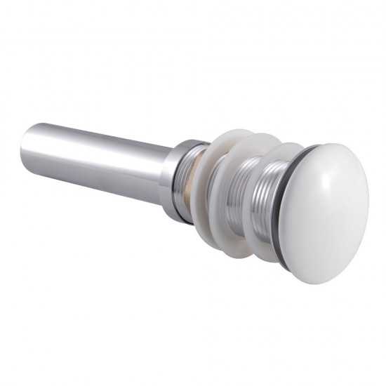 Kingston Brass Push Pop-Up Drain without Overflow, 22 Gauge, Polished Chrome/White