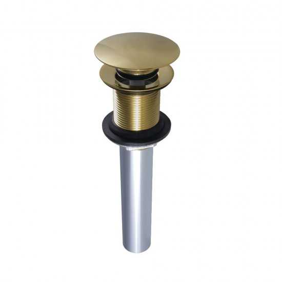 Kingston Brass Push Pop-Up Drain without Overflow Hole, 22 Gauge, Polished Brass