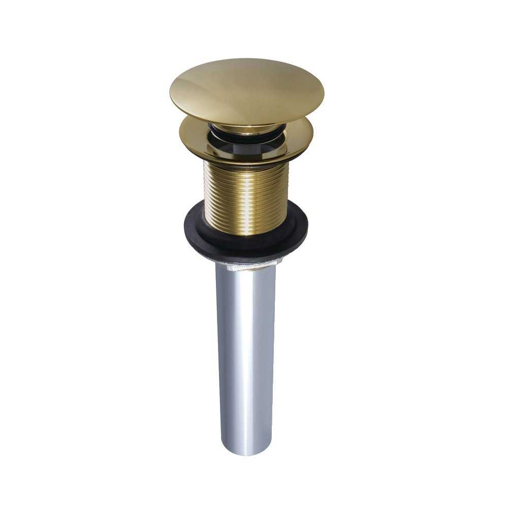 Kingston Brass Push Pop-Up Drain without Overflow Hole, 22 Gauge, Polished Brass