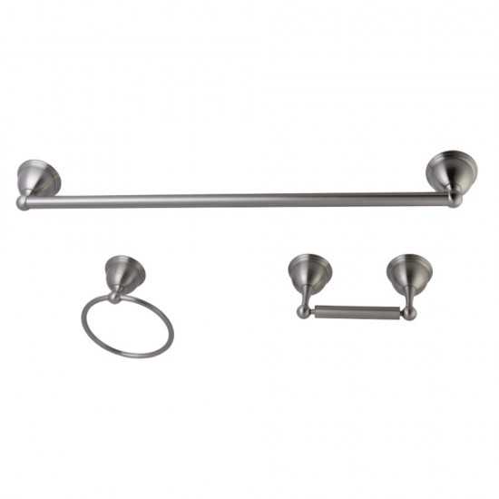 Kingston Brass Restoration 3-Piece Bathroom Hardware, Brushed Nickel