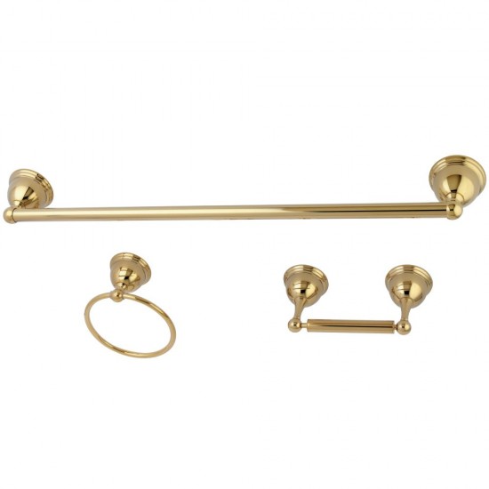 Kingston Brass Restoration 3-Piece Bathroom Hardware, Polished Brass