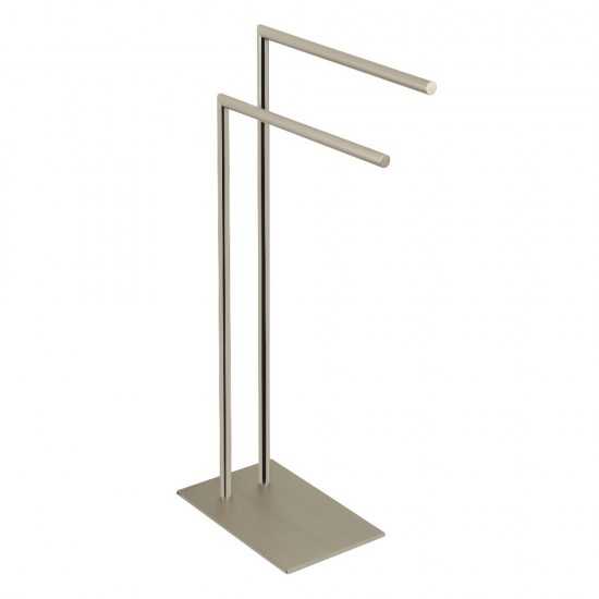 Kingston Brass Edenscape Pedestal Dual Towel Rack, Brushed Nickel