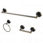 Kingston Brass Water Onyx 3-Piece Bathroom Accessory Set, Antique Brass