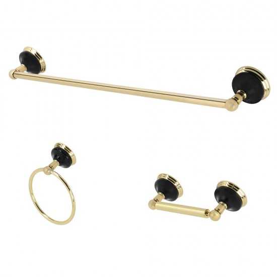 Kingston Brass Water Onyx 3-Piece Bathroom Accessory Set, Polished Brass