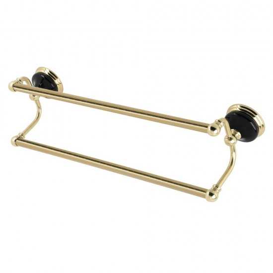 Kingston Brass Water Onyx 24 in. Dual Towel Bar, Polished Brass