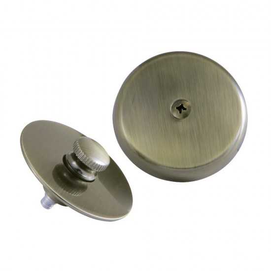 Kingston Brass Tub Drain Stopper with Overflow Plate Replacement Trim Kit, Antique Brass