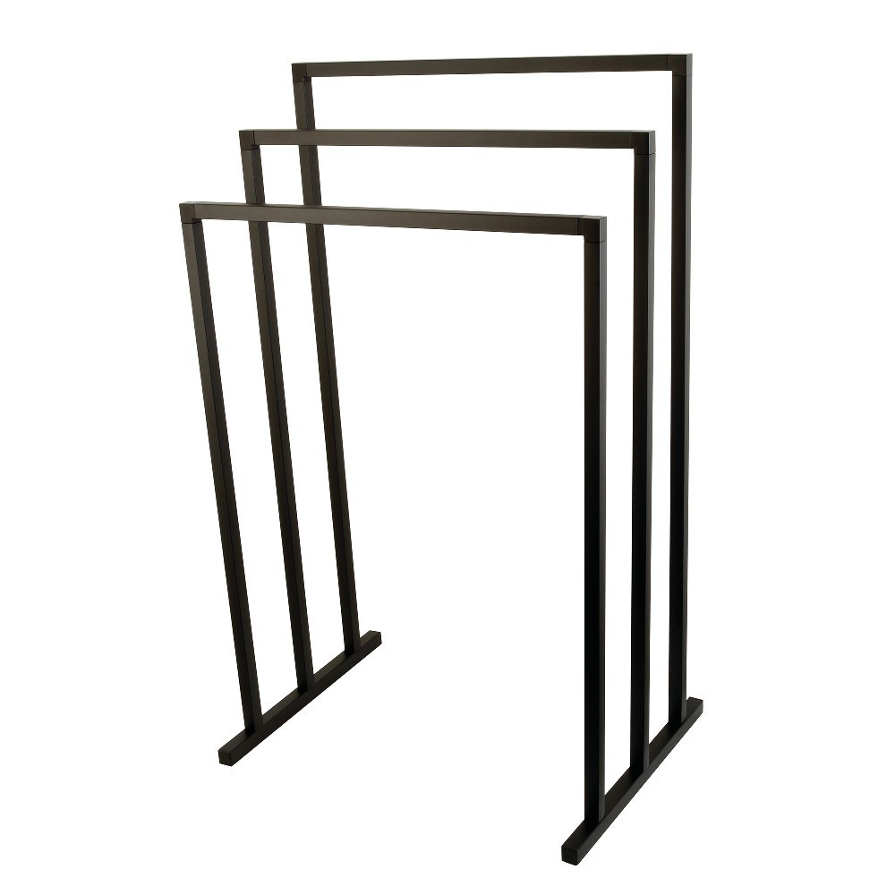Kingston Brass Pedestal 3-Tier Steel Construction Towel Rack, Matte Black Kingston Brass Pedestal 3-Tier Steel Construction Towel Rack, Matte Black