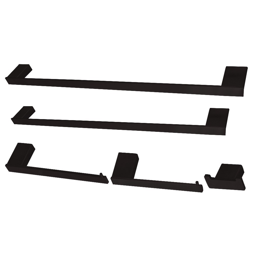Kingston Brass Metzinger 5-Piece Bathroom Accessory Set, Matte Black Kingston Brass Metzinger 5-Piece Bathroom Accessory Set, Matte Black