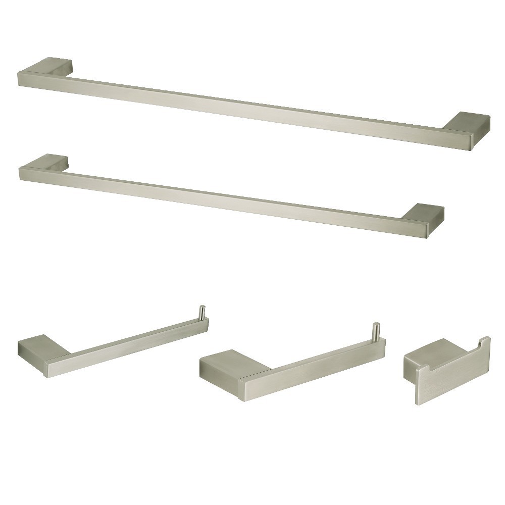 Kingston Brass Metzinger 5-Piece Bathroom Accessory Set, Brushed Nickel Kingston Brass Metzinger 5-Piece Bathroom Accessory Set, Brushed Nickel