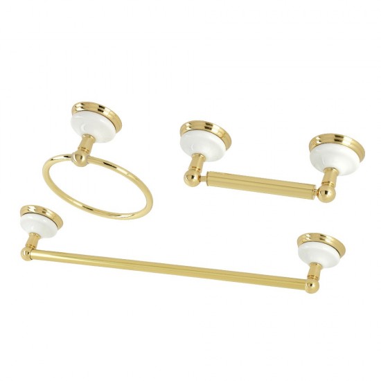 Kingston Brass Victorian 3-Piece Bathroom Hardware, Polished Brass