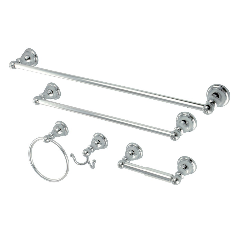 Kingston Brass Santa Fe 5-Piece Bathroom Accessory Set, Polished Chrome Kingston Brass Santa Fe 5-Piece Bathroom Accessory Set, Polished Chrome