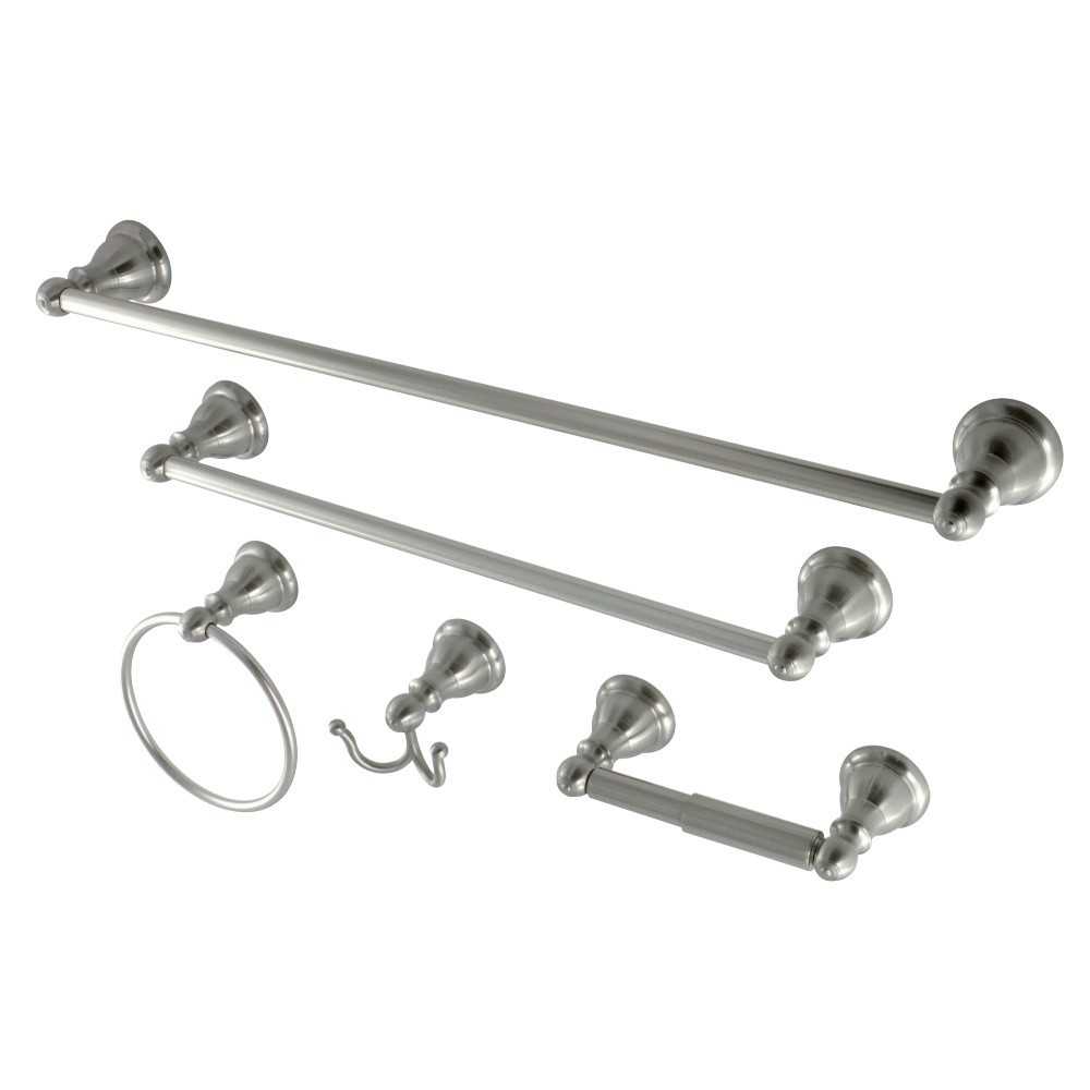 Kingston Brass Santa Fe 5-Piece Bathroom Accessory Set, Brushed Nickel Kingston Brass Santa Fe 5-Piece Bathroom Accessory Set, Brushed Nickel