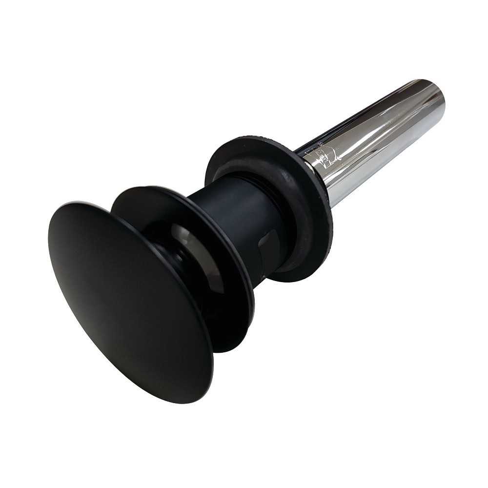 Kingston Brass Push Pop-Up Drain with Overflow Hole, 22 Gauge, Matte Black