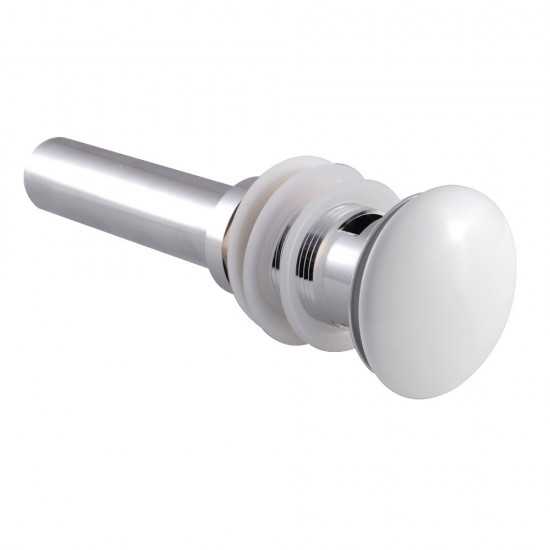 Kingston Brass Push Pop-Up Drain with Overflow, 22 Gauge, Polished Chrome/White