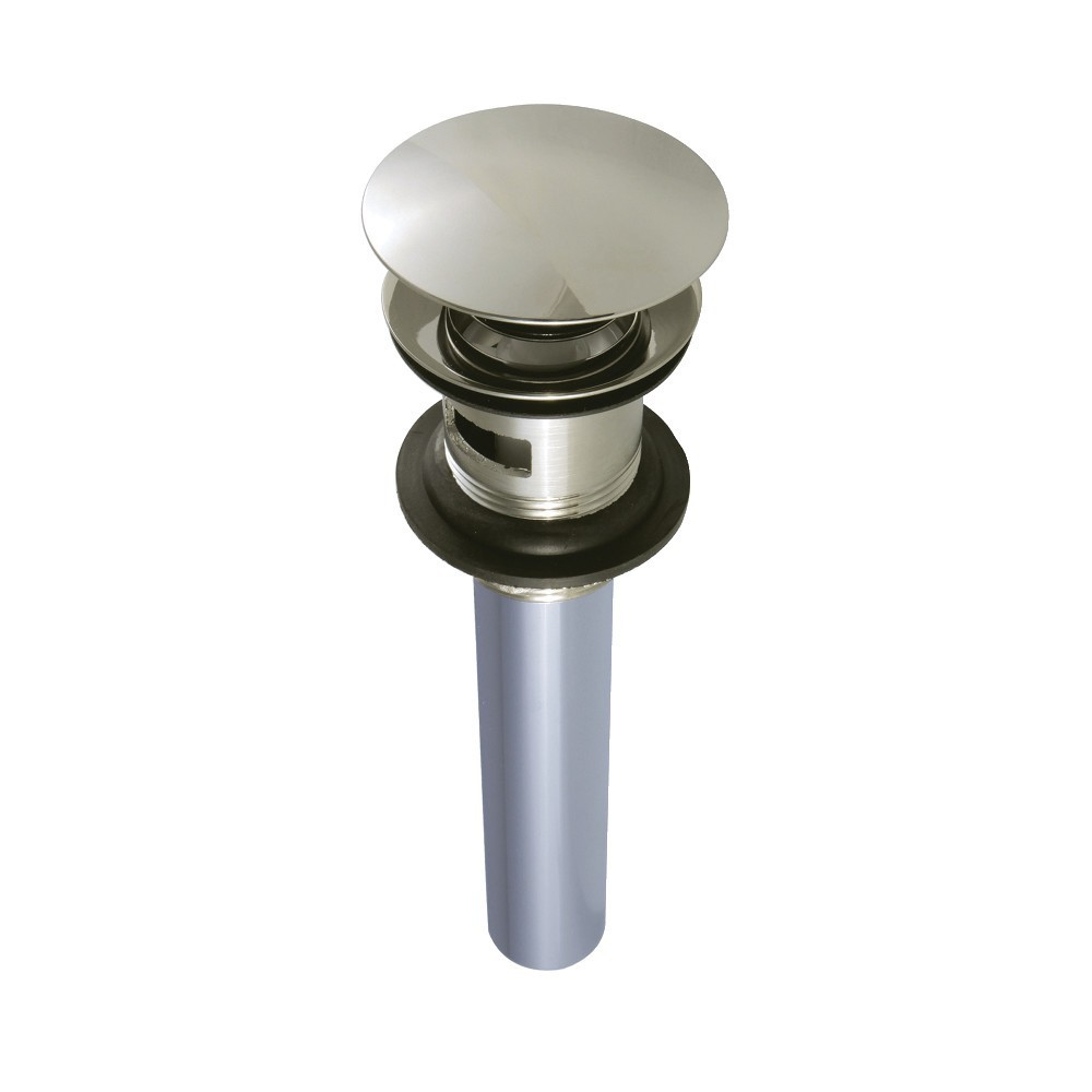 Kingston Brass Push Pop-Up Drain with Overflow Hole, 22 Gauge, Polished Nickel