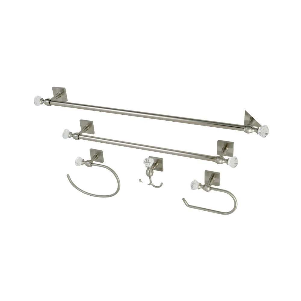 Kingston Brass 5-Piece Bathroom Accessory Combo, Brushed Nickel