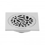 Kingston Brass Watercourse Floral 4" Square Grid Shower Drain, Polished Chrome