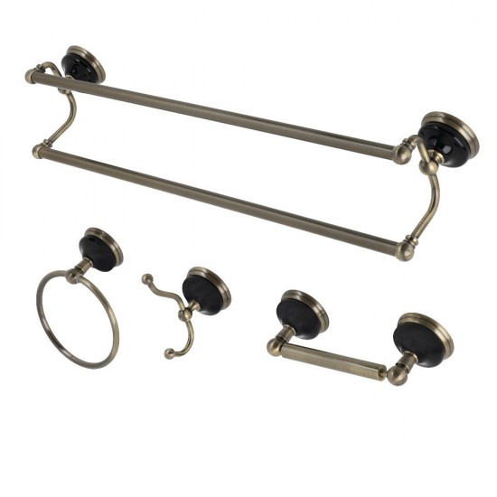 Kingston Brass Water Onyx 4-Piece Bathroom Accessory Set, Antique Brass