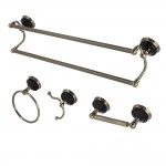 Kingston Brass Water Onyx 4-Piece Bathroom Accessory Set, Antique Brass