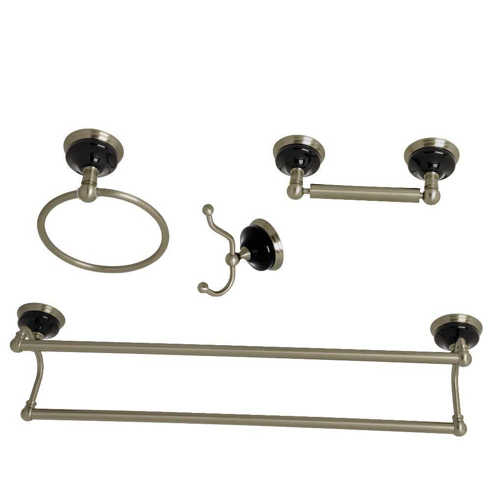 Kingston Brass Water Onyx 4-Piece Bathroom Accessory Set, Brushed Nickel