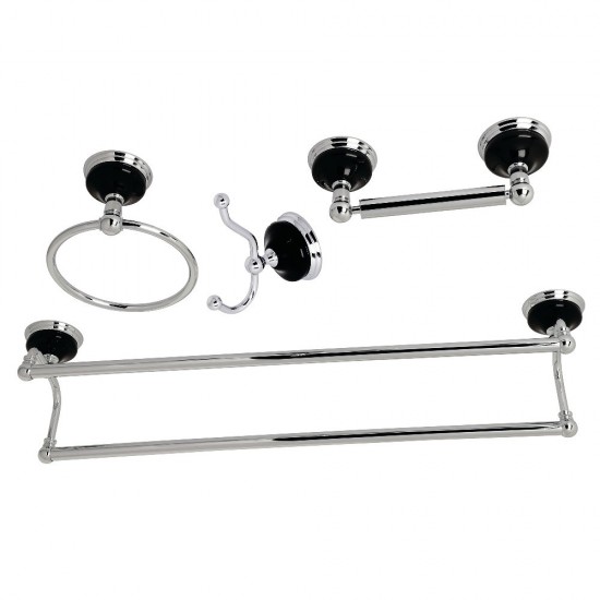 Kingston Brass Water Onyx 4-Piece Bathroom Accessory Set, Polished Chrome