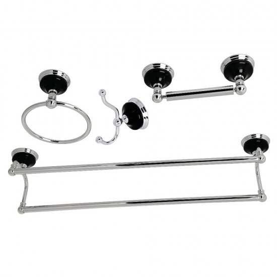 Kingston Brass Water Onyx 4-Piece Bathroom Accessory Set, Polished Chrome