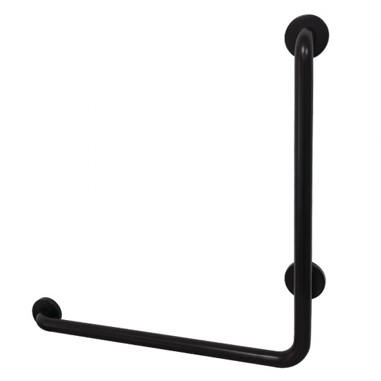 Kingston Brass 24"x 24" L-Shaped Grab Bar - Left Hand, Matte Black