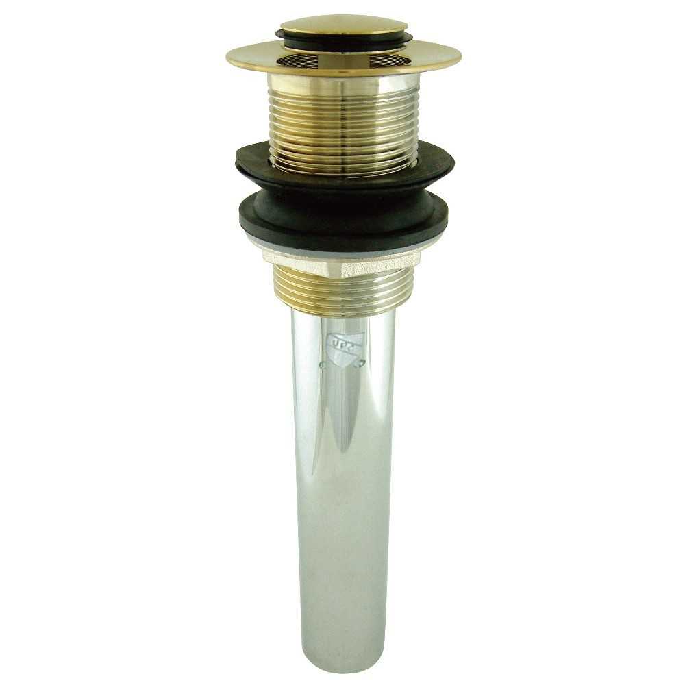 Kingston Brass Push Pop-Up Drain without Overflow Hole, 22 Gauge, Polished Brass