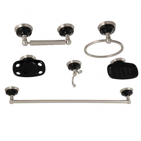 Kingston Brass Water Onyx 6-Piece Bathroom Accessory Set, Brushed Nickel