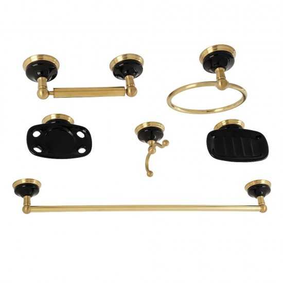 Kingston Brass Water Onyx 6-Piece Bathroom Accessory Set, Brushed Brass