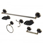 Kingston Brass Water Onyx 6-Piece Bathroom Accessory Set, Antique Brass