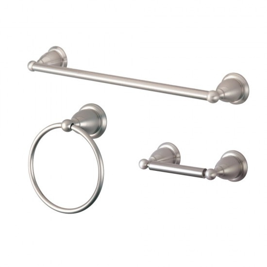 Kingston Brass Heritage 3-Piece Bathroom Accessory Set, Brushed Nickel